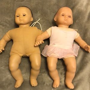 Bitty Baby Lot of 2: WORN (for parts?). Brown hair. Pleasant Company dolls